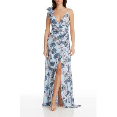 Camelia Floral Gown - Blue - Dress the Population Dresses