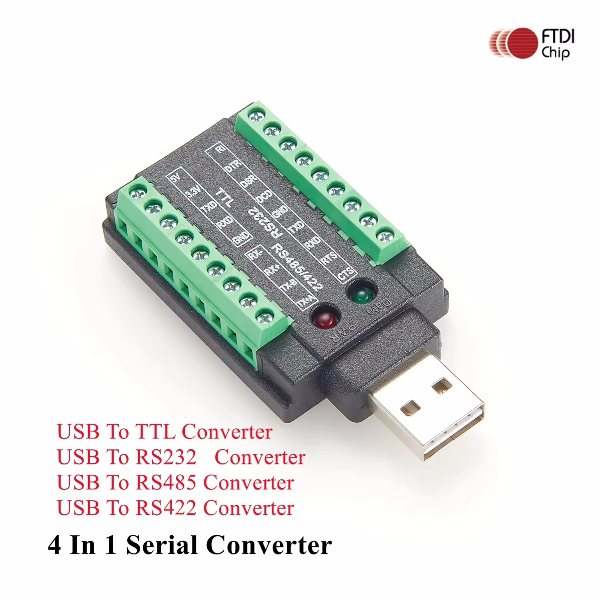 Convertitore seriale industriale 4 in 1 da USB a RS232 RS485 RS422 TTL con chip FTDI FT232RNL Adattatore da USB 2.0 A a morsettiera