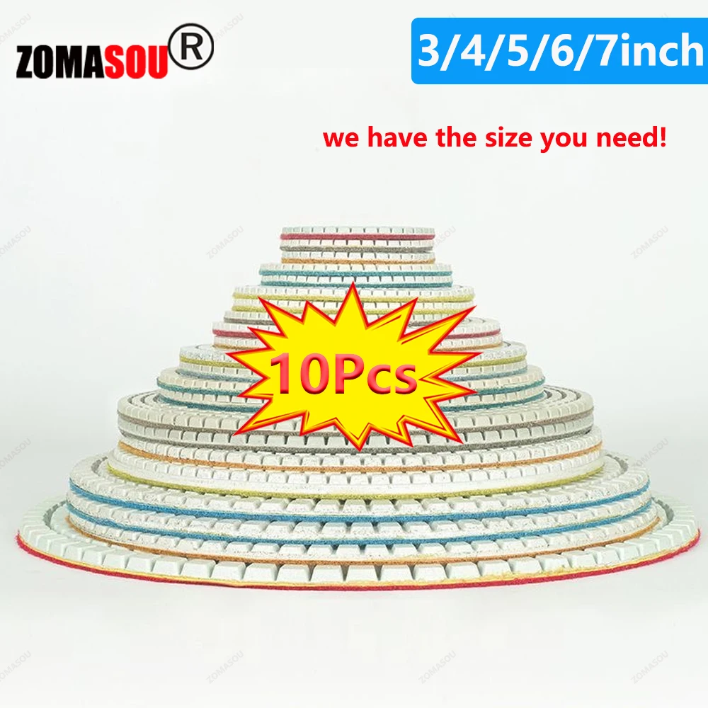 1-10Pcs 3-7 Zoll Diamant Polieren Pads Trocken/Nass Buff Disc Schleif Bohrer Schleifen Granit marmor Quarz Glas Fliesen Schleifen Werkzeug Image