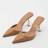 Sommer Gold High Heels Sandalen Frau 2024 Trendy Marke Designer Flach PVC Elegante Pumps Große Größe Party Dame Maultiere Schuhe