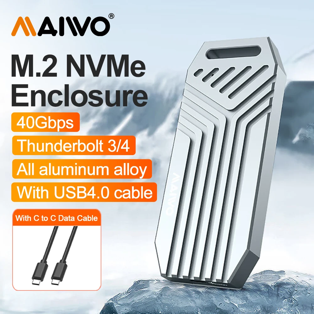 Maiwo 40gbps nvme m.2 ssd gehäuse usb4 aluminium m2 externes gehäuse kompatibel mit 8tb thunderbolt 4/3 typ-c nvme m.2 ssd gehäuse Image