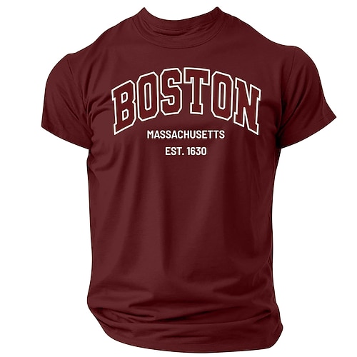 Herren Graphic T-Shirt Boston Massachusetts Est. 1630 Stadtstolz Kurzarm Shirt Image