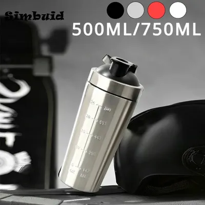 Stainless Steel Protein Powder Shaker Bottle with Steel Ball and Scale Leak Proof Gym Fitness Sport
