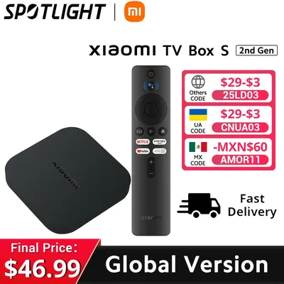 New Global Version Xiaomi Mi TV Box S(2nd Gen）Quad-core Processor Dolby Vision HDR10+ Media Player