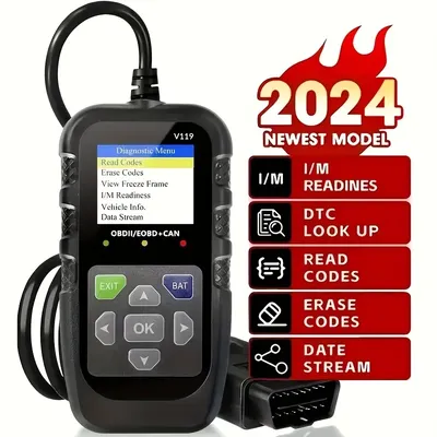 Obd2 Scanner Diagnostic Tool with Voltage Tester, Obdii Engine Fault Code Reader, Eobd + Can