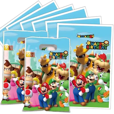 Mario party bags mario bros birthday decoration Plastic Gift Bags Marios Candy Box Baby Shower
