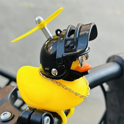 TEMU Cool Motorcycle & Bicycle Dashboard Decor Ornament, Pvc, 1pc Windbreaking Duck With Helmet And Glasses Image
