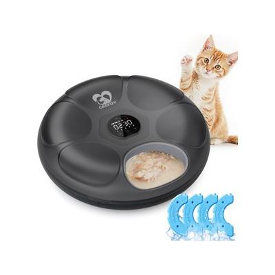 Casfuy Smart 6-Meal Automatic Dog & Cat Wet Food Feeder with 4 Ice Packs, Black