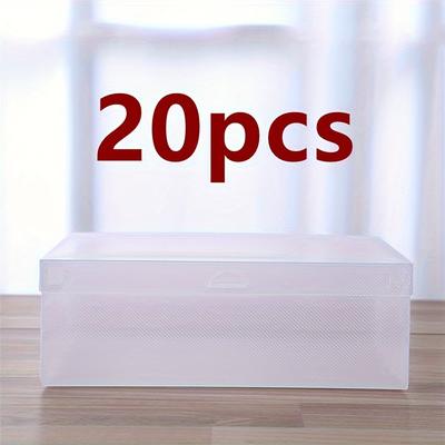 TEMU 20-pack Transparent Plastic Shoe Storage Boxes, Rectangular Stackable Shoe Organizer Containers With Flip Top Closure For Men And Women - Multipurpose, Non-waterproof Clear Shoe Bins Image