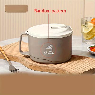 TEMU 1pc Stainless Steel Instant Noodle Bowl With Cover, Large Capacity Can Filter Water, Work Canteen Rice Bowl Lunch Box Image