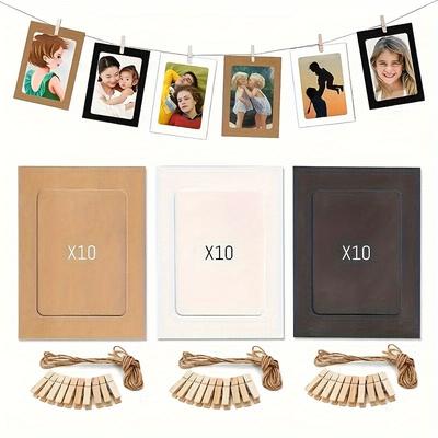 TEMU 30pcs Paper Photo Frame, Hanging Picture Frames Display For 4x6in Photo Home Wall Decors, Personality Special School And Office Decors Image