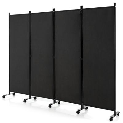 TEMU Maxmass 4-panel Folding Room Divider 6ft Rolling Privacy Screen W/ Lockable Wheels Black