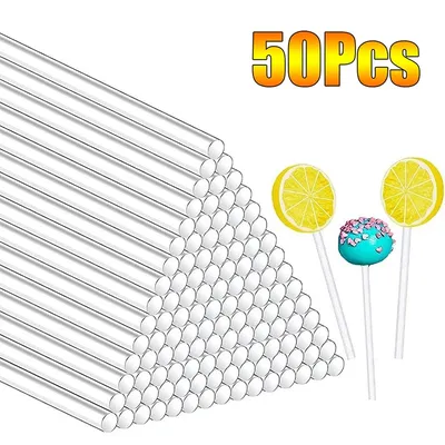 50Pcs Acrylic Lollipop Sticks Reusable Cake Pop Clear Stick For Making Lollipops Dessert Chocolate