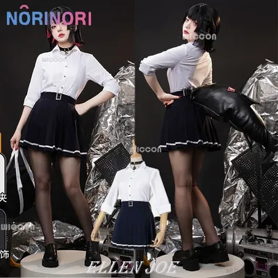 Spiel Zenless Zone Null Ellen Joe Cosplay Kostüm Perücke Nette Shark Mädchen JK Schuluniform Rock Frau Kawaii Karneval Anzug Doujin Image