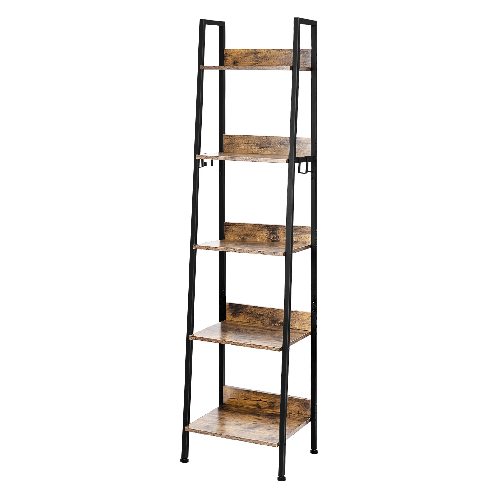 WOLTU 5-stufiges Bücherregal, Bücherregal, Küchenregal mit 4 Haken, 40 x 170 x 36 cm, Wohnzimmer, Küche, stehendes Regal, Aufbewahrungsregal Image