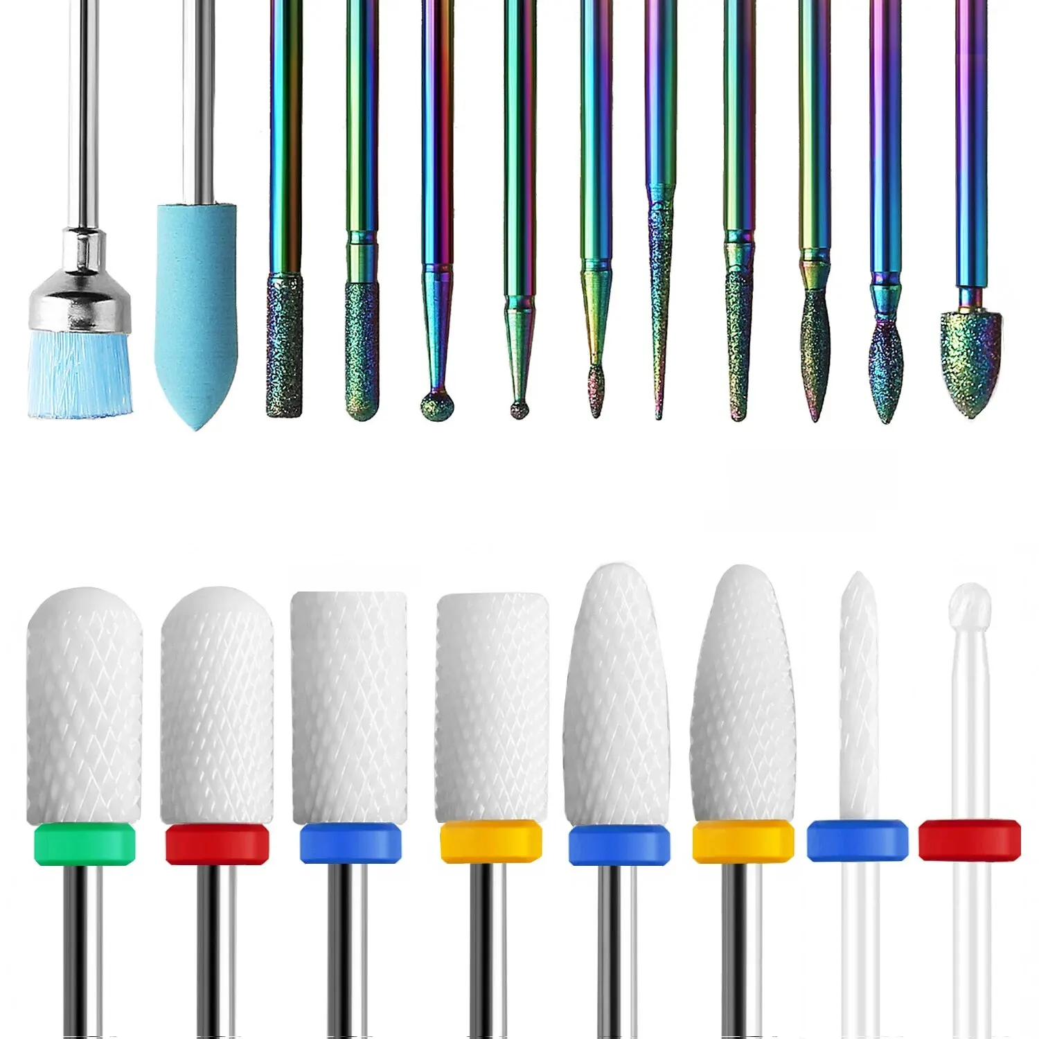 20 teile/satz Keramik Fräser Diamant Nagel Dill Bit Fuß Pediküre Dateien Gel Entferner Mühlen Nail Art Tool Image