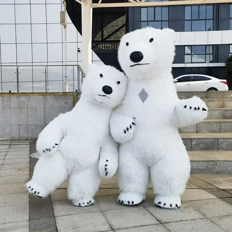 Großes aufblasbares Eisbär-Kostüm für Erwachsene, Ganzkörper-Maskottchen-Outfit zum Aufblasen, für Unterhaltung, Kostüm, keine Batterie Image
