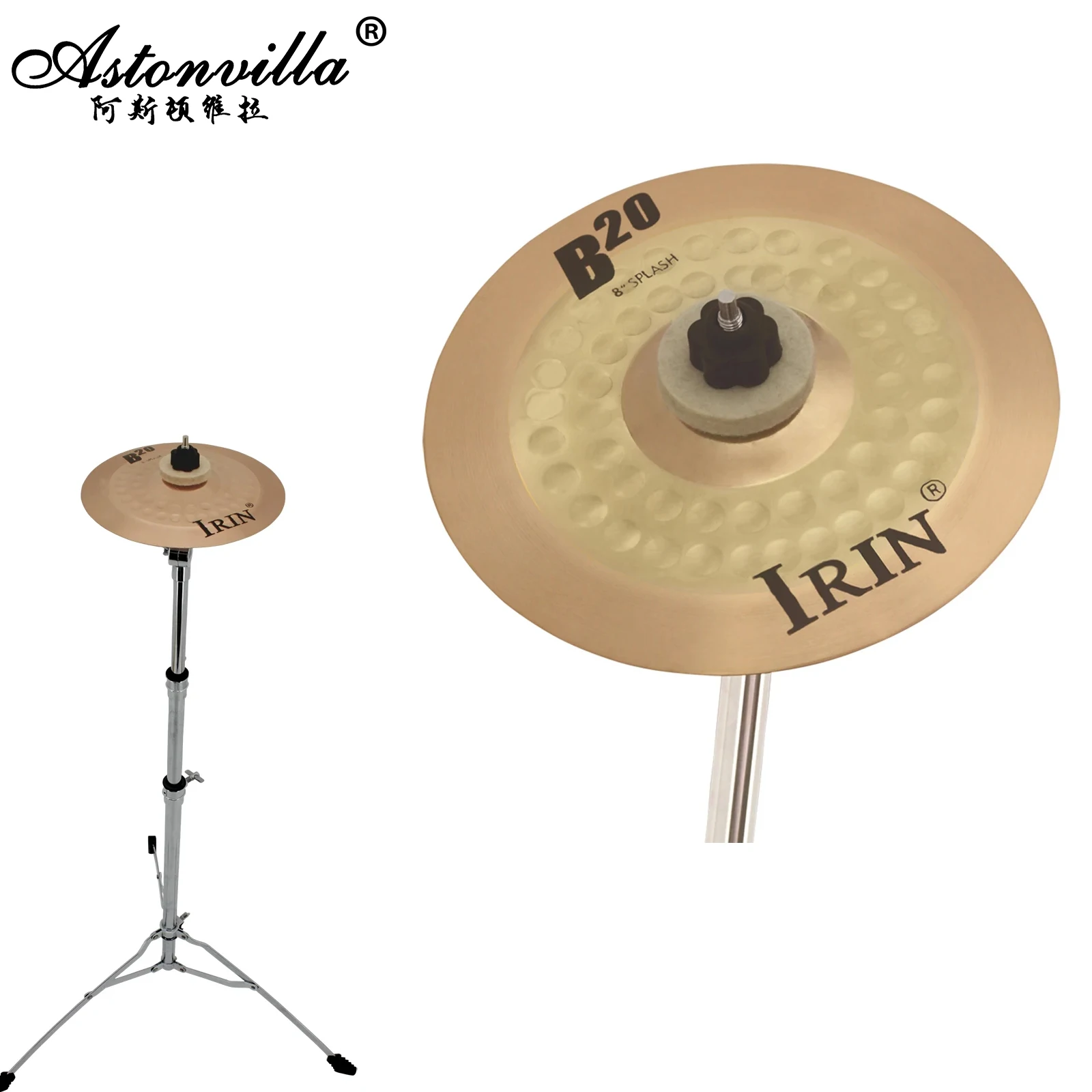 8-Zoll-Trommel Messingbecken Percussion Splash Crash Hi-Hat Jazz Drum Becken Musical Percussion Instrument Zubehör Golden Image