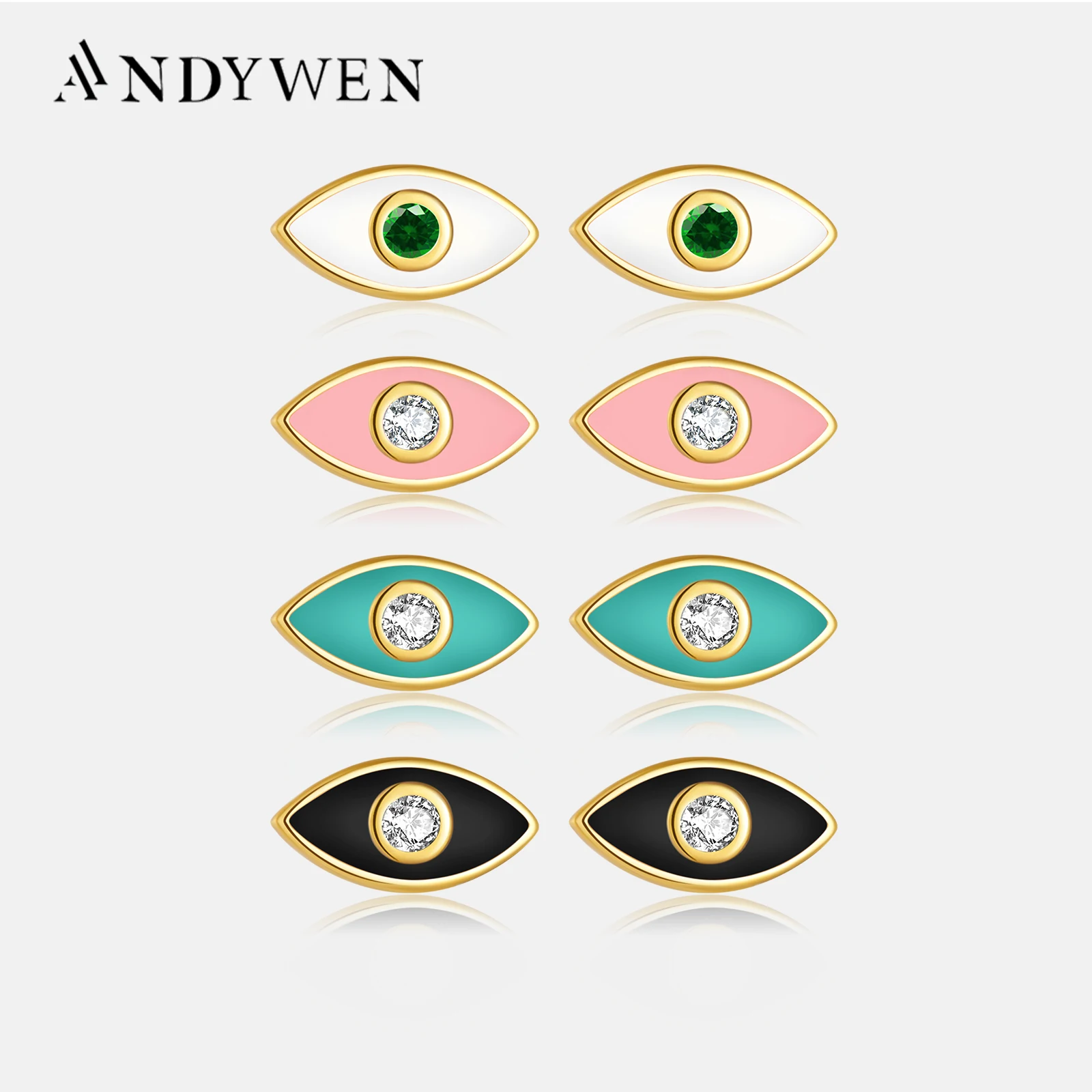 Andywen Sterling Silber Gold Auge Zirkon Ohr stecker Piercing Pen dientes Clips feine Schmuck Clips Rock Punk Luxus Juwelen