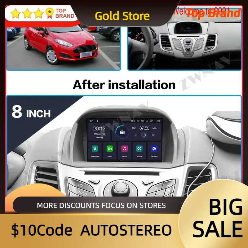 Android 13,0 Auto DVD Player GPS Navigation Für Ford Fiesta MK7 2013-2016 Auto Radio player Auto Video stereo multimedia kopf einheit Image