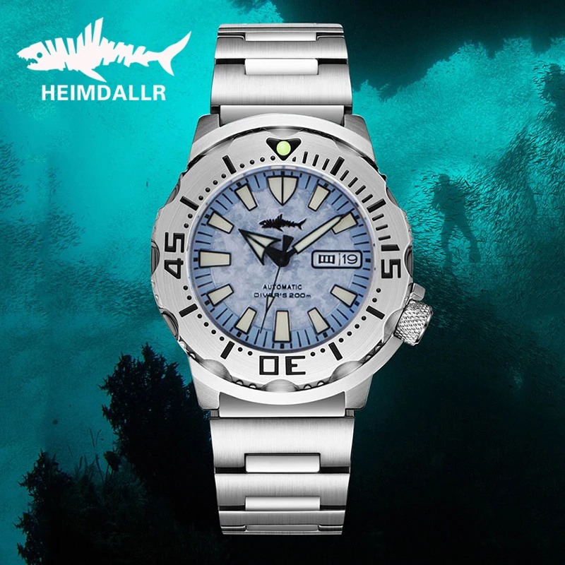 HEIMDALLR Monster V2 Frost Mechanische Uhr Herren NH36A Automatikuhren Herren 316L Stahl Saphir C3 Leuchtende 200M Taucheruhr Image