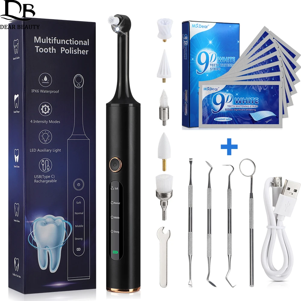 4 modi Elektrische Zahn Polierer Zähne Bleaching Streifen Kit Plaque Zahnstein Zahnstein Entferner Dental Stein Reiniger Dental Scaler Image