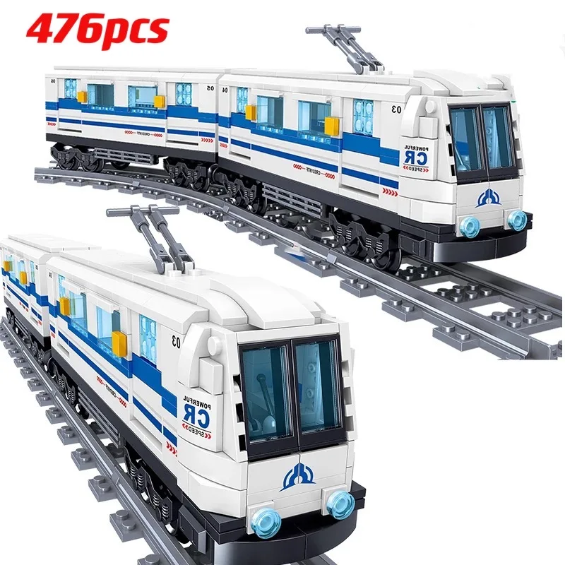 476 stücke Stadt Moc technische Eisenbahn Transport Gleis Zug Bausteine U-Bahn Schiene Modell Ziegel Kinder Spielzeug für Jungen Image