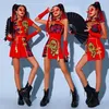 Neue Chinesische Stil Frauen Jazz Dance Kostüme Hip-Hop Rot Outfits Weibliche Gruppe Leistung Bühne Kostüme Festival Outfits DQS6260