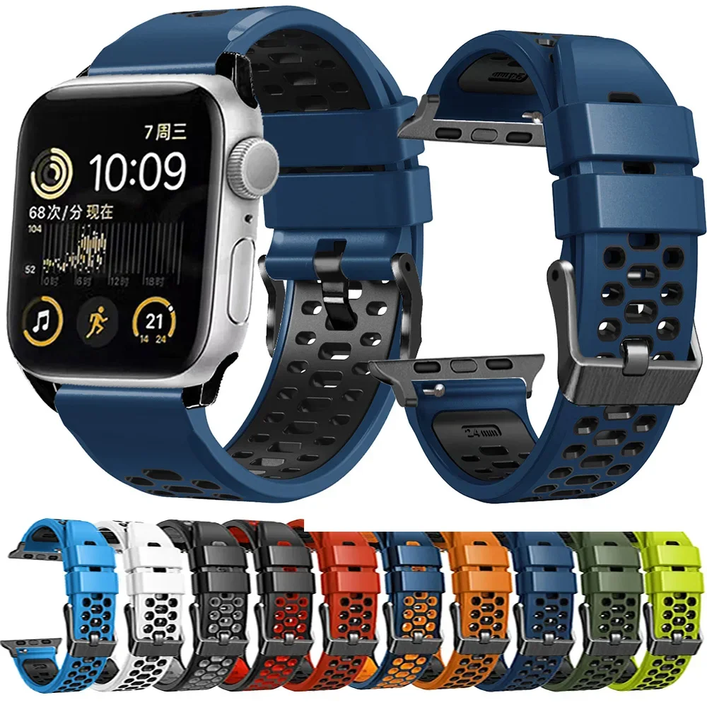 Silikon armband für Apple Uhren armband 44mm 40mm ultra 49mm 41mm 45mm 42mm 38-44-45mm Sporta rmband iwatch Serie 7 se 3 4 5 6 8 Image