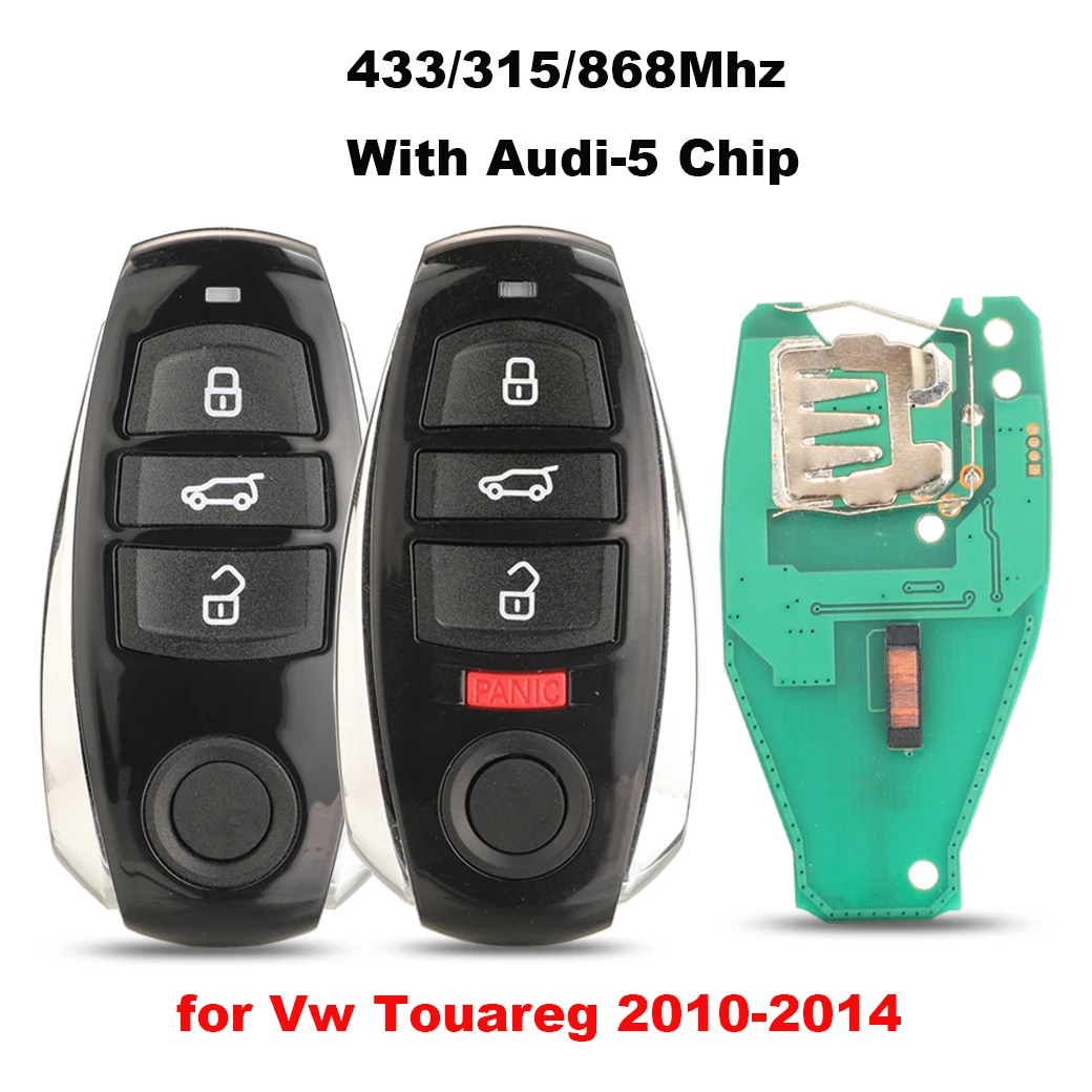 Jingyuqin 433/315/868 MHz mit Audi-5 Chip 3-Tasten-Ersatz-Smartcard-Fernschlüsselanhänger für VW Volkswagen Touareg 2010–2014 Image