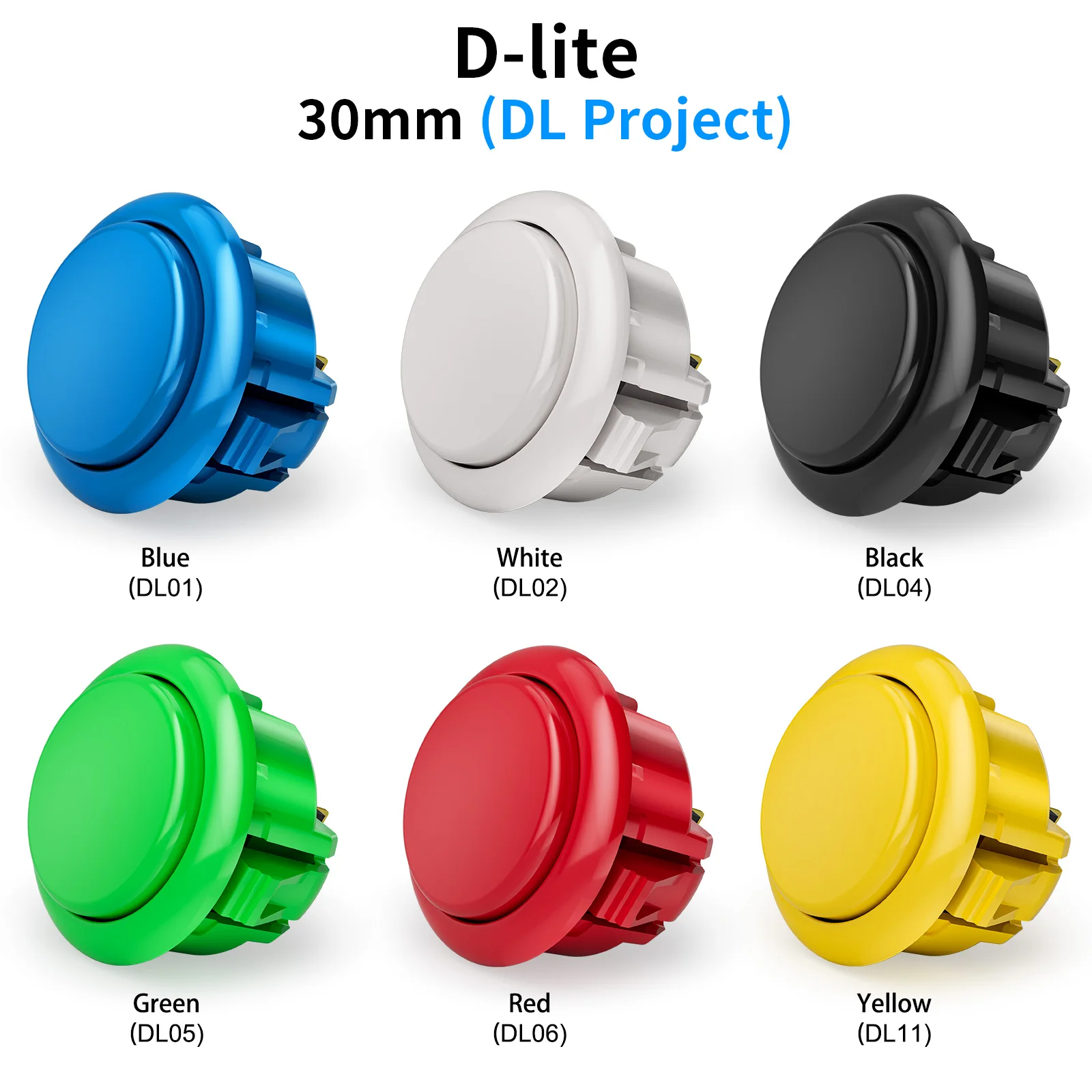 QANBA D-lite Arcade-Tasten, Snap-In-Arcade-Spiel-Sticks, DIY-Set, 30 mm, 24 mm (verpackt), 24 Stück Image