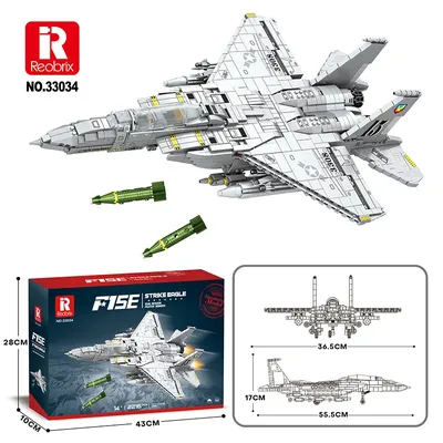 Reobrix 2216 f15e Jagdbomber Modellflug zeug Serie DIY Spielzeug Bausteine Geschenk für Jungen pcs Image