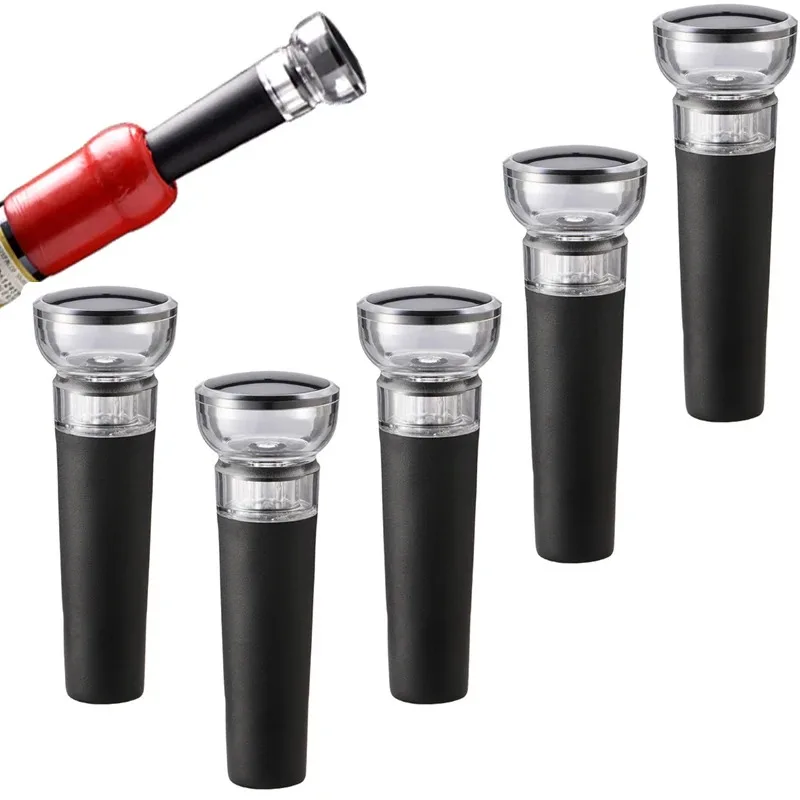 5PC Schwarz Vakuumpumpe Wiederverwendbare Flasche Kappe Stopper Sealer Luftdicht Wein Bier Soda Kork Näher Wein Kork Deckel bar Zubehör Image