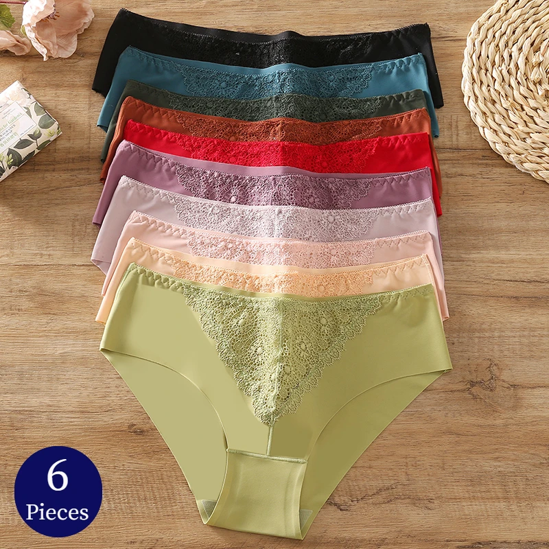 WarmSteps 6 Teile/satz Damen Höschen Elegante Spitze Unterwäsche Sexy Dessous Süße Aushöhlen Frau Slips Gemütliche Atmungsaktive Unterhose Image
