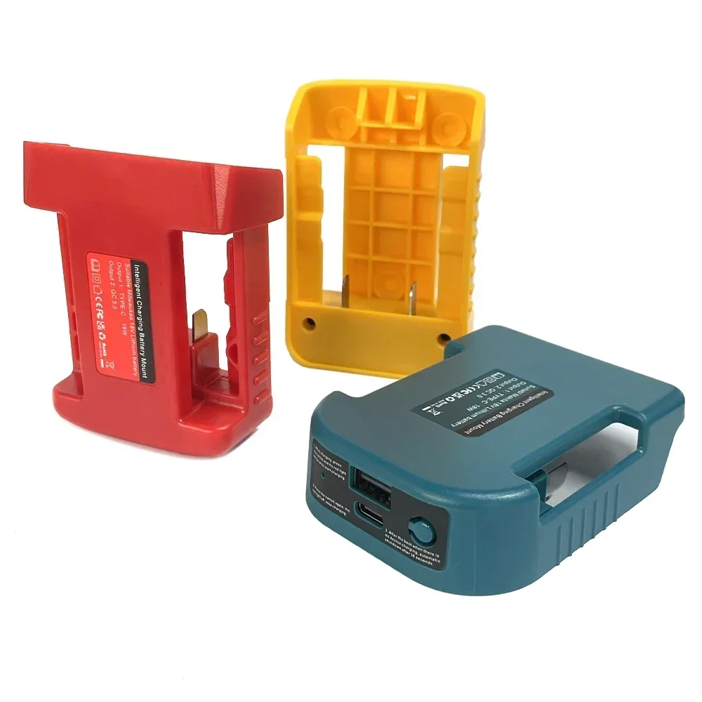 Tragbarer Ladegerät Adapter kompatibel für Makita für Dewalt für Milwaukee 18V Li-Ion mit USB Typ C Batterie halter Schnell ladung Image