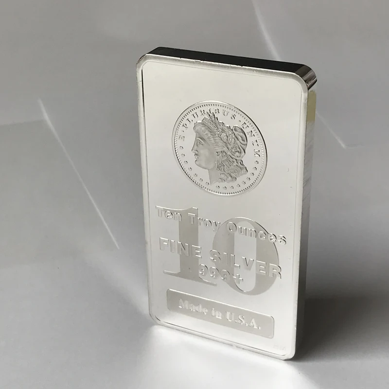 1 Pc Nicht Magnetische Handwerk 10 UNZEN Münze Silber Überzogene Abzeichen USA Sammeln Gedenk Dekoration Geschenk Vakuum Versiegelt Verpackung Bar Image