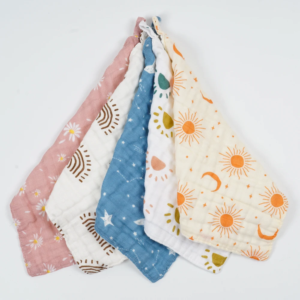 Happy flute 25*25cm doppelseitig erhältlich super haut freundlich & atmungsaktiv Baumwolle Baby Mehrzweck 5 Stück quadratisches Handtuch