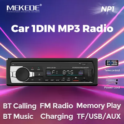 MEKEDE Autoradio 1 DIN Stereo Bluetooth 12 V Fahrzeug MP3-Player FM-Empfänger Unterstützung BT Image