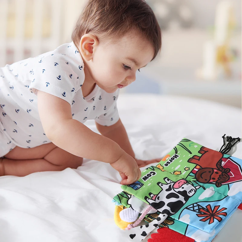 Baby Stoff Buch Baby Spielzeug 0-3 Jahre altes Kind Früher ziehung Spielzeug 4 Seiten Stoff Buch 7 Stile Image