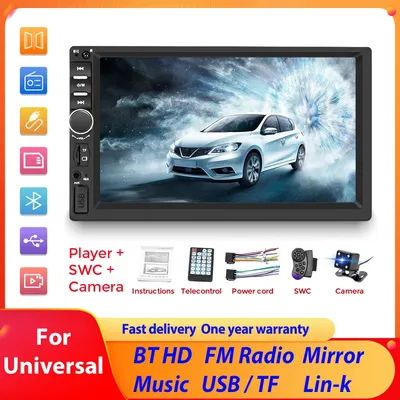 Nd3 7 inch hd autoradio 2 din autoradio für universelle mp5 mp3 multimedia player touchscreen fm bt aux kamera usb tf spiegel link