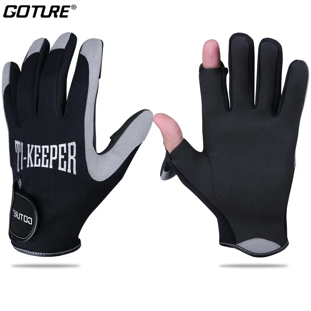 Goture Ti-Keep Winter-Angelhandschuhe, 2-Finger-Schnitt, S, M, L, XL, wasserdichte Anti-Rutsch-Handschuhe für Männer, atmungsaktive Eisfischer-Handschuhe Image