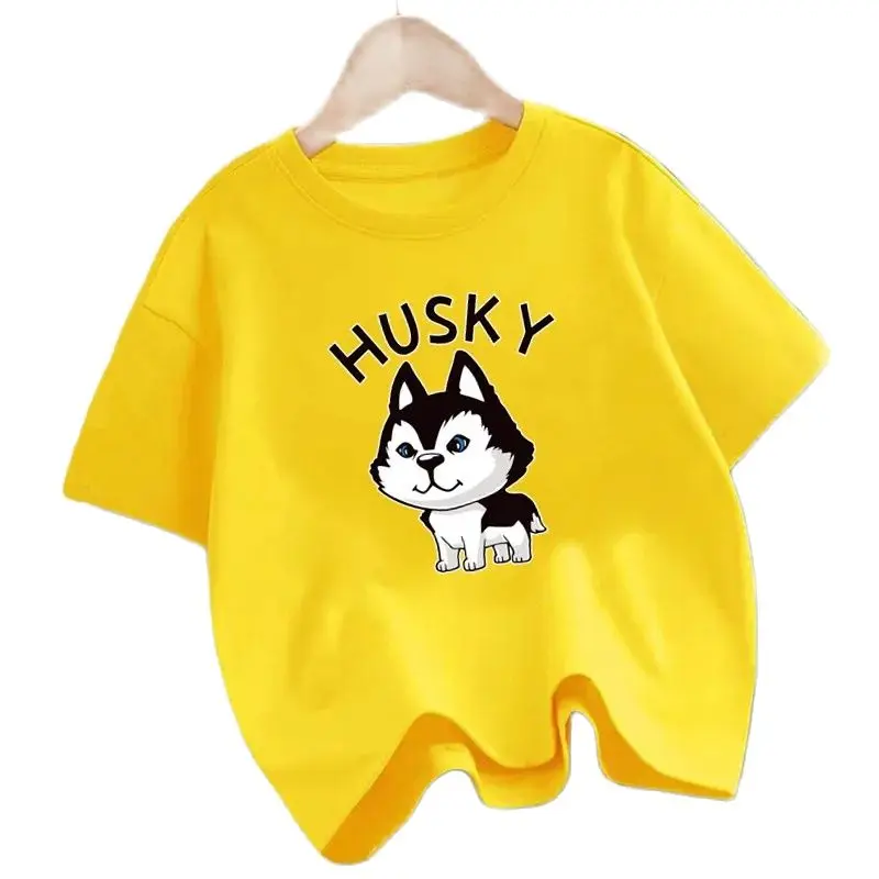 2024 Kinder Sommer neue Mode Haustier Hund T-Shirt Tier sibirischen Husky lustige kreative O-Neck Tops für Jungen Mädchen 3-14y Image