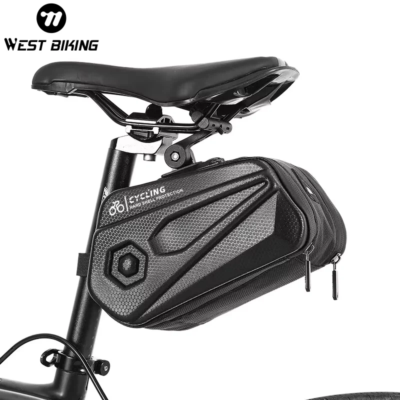 West Biking Fahrrad Heck tasche 2,6 l Kapazität reflektierende Fahrrads attel tasche wasserdichte Hartsc halen tasche MTB Rennrad Zubehör Image