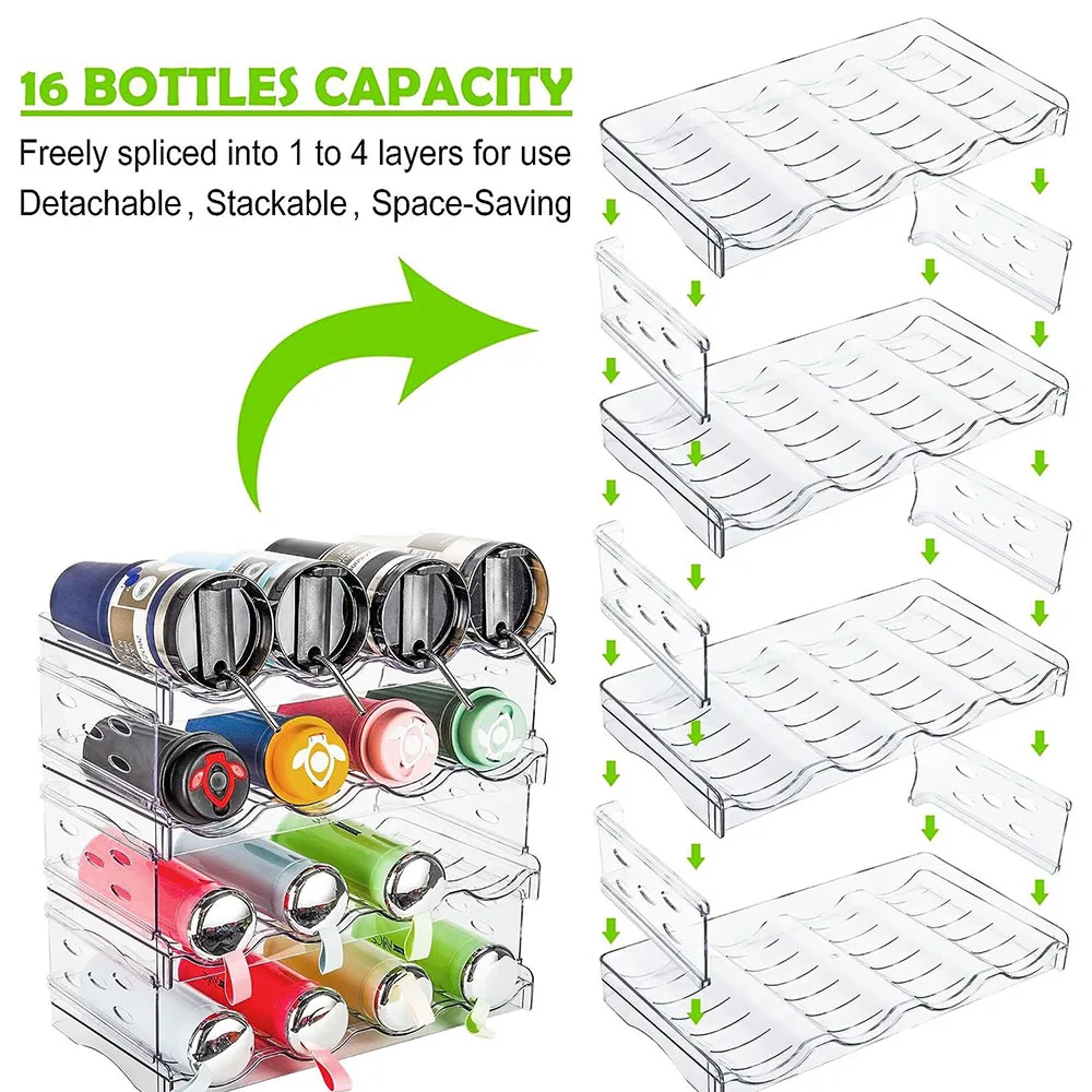 Multifunktionales Organisationsregal, langlebiger, mehrschichtiger Organizer für Wasserflaschen, Wein, Getränkebecher, für Küchenschränke, Kühlschränke, Speisekammer