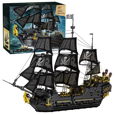 4304PCS Schwarz Perle Piraten Schiff Modell Bausteine Film Skeleton Abenteuer Boot Montage Bricks Set Kinder Spielzeug Geburtstag Geschenke Image