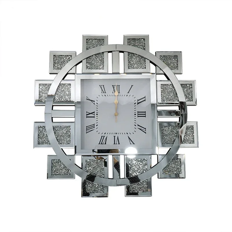 Spiegel Wanduhr Moderne Design Große Größe Diamant Wanduhren Wohnkultur Stille Luxus Gold Glas Wohnzimmer Dekoration Geschenk
