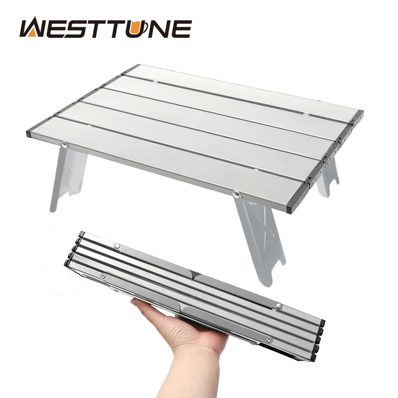 Westtune mini camping tisch ultraleicht tragbar aluminium legierung outdoor tisch roll-up klapptisch für rucksack picknick bbq
