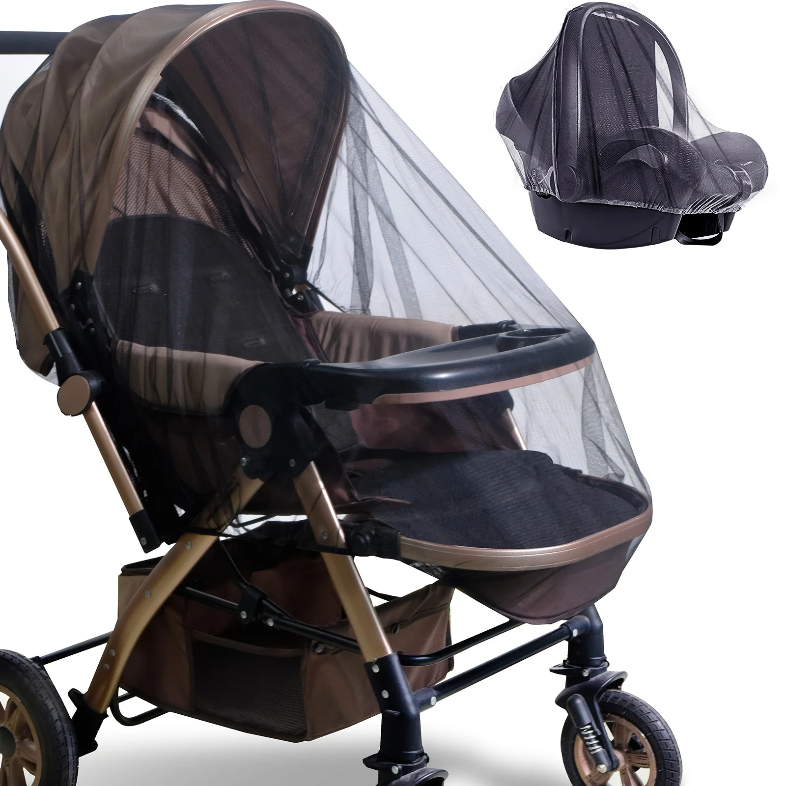 Kinderwagen zubehör, Vollgesichts-Mücken schutz, Moskito netz, super strap azier fähiges, atmungsaktives, insekten sicheres, staub dichtes Kinderwagen netz Image