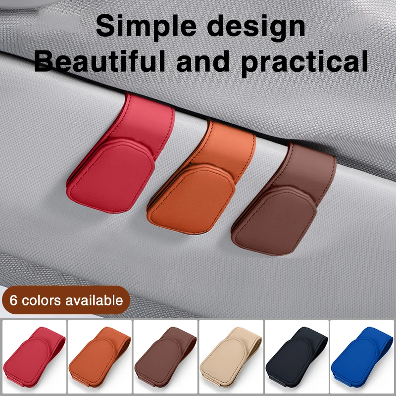 Auto Brillenhalter Universal Auto Visier Sonnenbrillenhalter Clip Leder Brillenaufhänger und Ticket Karte Clip Brillenhalterung Image