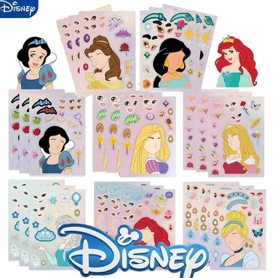 8/16/32 Stück Prinzessin Make A Face Puzzle-Aufkleber für Kinder Machen Sie Ihr eigenes DIY-Spiel Image